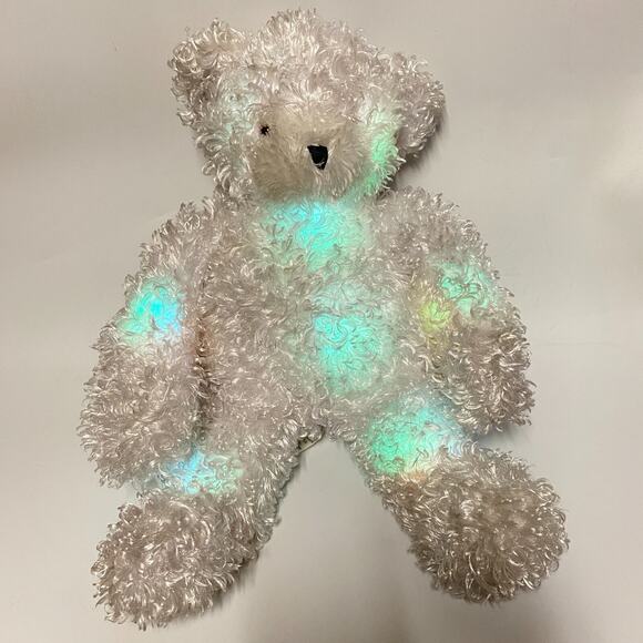 Cepia Glo E Bear White Shaggy Curly Color Kinetics 16" Light Up Plush Lovey Toy - Picture 2 of 16